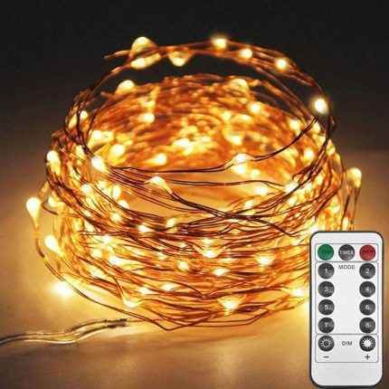 Hot 100LED Warm White 8 Modes Dimming Brightness Remote Control USB Powered LED String Light For Party Home Christmas Decoration
