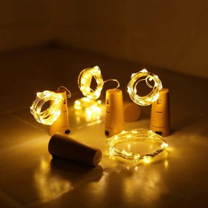 Biumart Wine Bottle Lights with Cork LED String Lights DIY Glass Bottle Light for Party Christmas Wedding Home Decoration