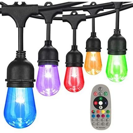 garden party light new patio string lights 48ft RGB remote control music string light for party