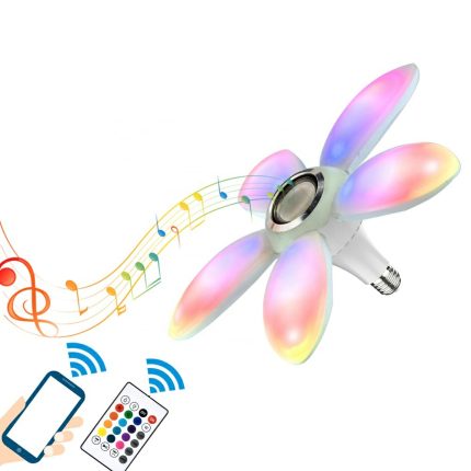 New Product 45W Led Music Light E27 E26 AC85-265V Remote Colorful Fan Blade LED Bulb For Party