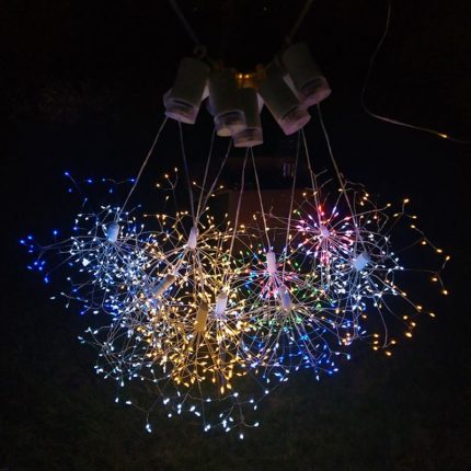 Hanging Lamp for Party Patio Battery Operated Fairy Lights with Remote Firework Light Led Copper Wire Starburst String Lights