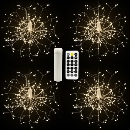 Outside Christmas Led Warm White Hanging Starburst Rechargeable String Lights For Party Wedding Decoration