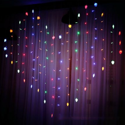 Valentine's Day 128Led Icicle Love Heart Curtain String Light USB Remote Control For Party Holiday Wedding Proposal Decor
