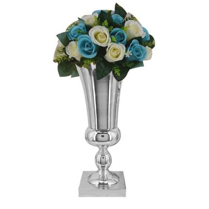 43cm Large Stunning Silver Iron Luxury Flower Vase Wedding Table Centrepiece Home Decor