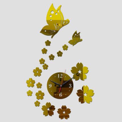 top sale diy acrylic mirror stickers wall quartz needle clocks home decoration sticker modern butterfly design